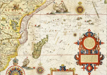 Kaart van Oost-Afrika en Madagaskar, 1596